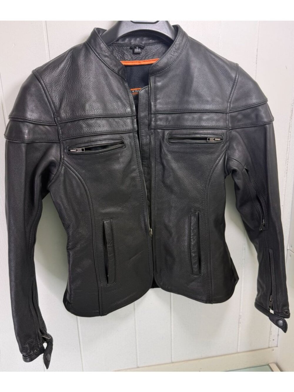 Leather Motorcycle Jacket First Classics Women's Small S Moto Riding Black